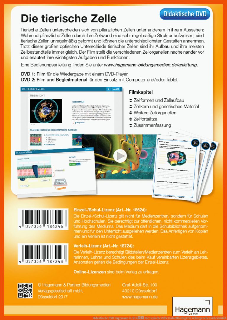 Didaktische DVD Hagemann in 3D â Die tierische Zelle (tabletfÃ¤hig) für zellorganellen arbeitsblatt
