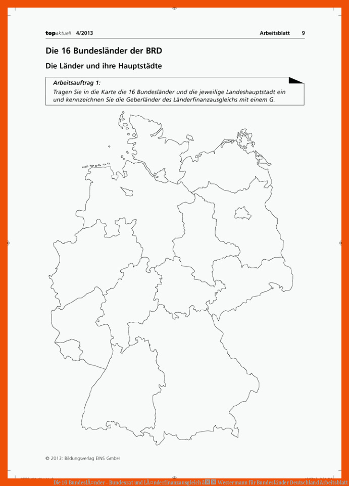 Die 16 BundeslÃ¤nder - Bundesrat und LÃ¤nderfinanzausgleich â Westermann für bundesländer deutschland arbeitsblatt