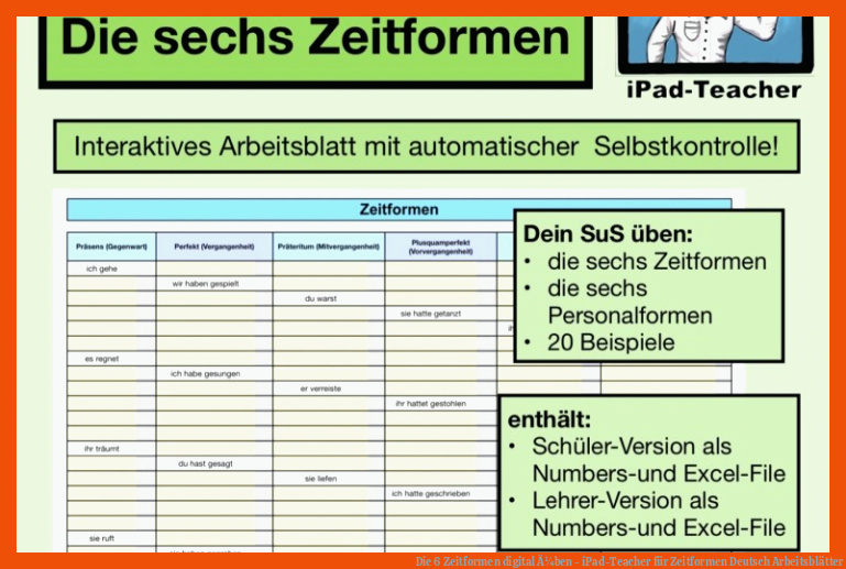 Die 6 Zeitformen digital Ã¼ben - iPad-Teacher für zeitformen deutsch arbeitsblätter