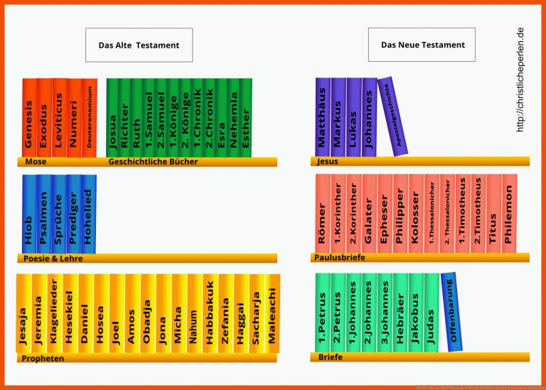 Die BÃ¼cher der Bibel | Christliche Perlen für die bücher des neuen testaments arbeitsblatt