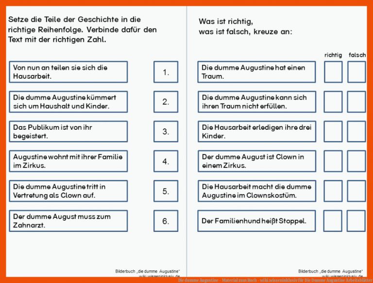 Die dumme Augustine - Material zum Buch - wiki.wisseninklusiv für die dumme augustine arbeitsblätter