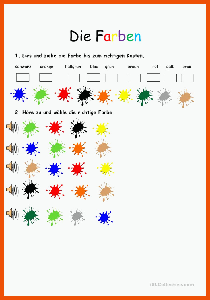 Die Farben - Deutsch Daf Arbeitsblatter für arbeitsblätter farben kindergarten