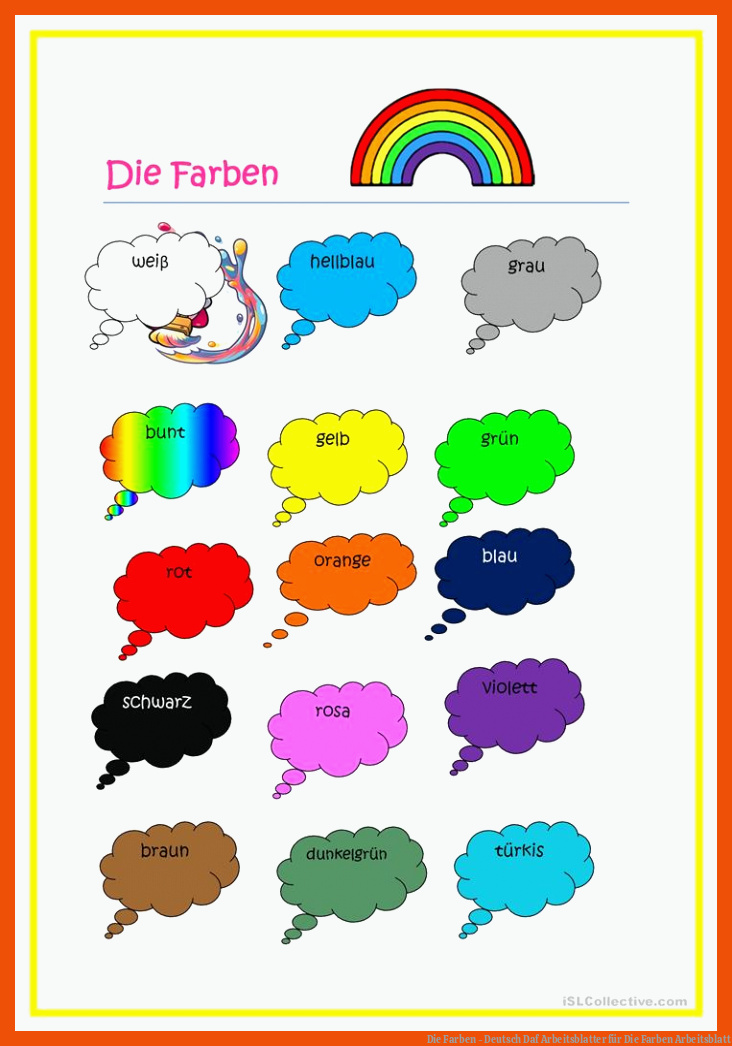 Die Farben - Deutsch Daf Arbeitsblatter für die farben arbeitsblatt