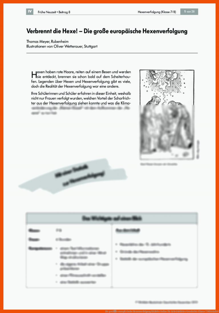 Die groÃe europÃ¤ische Hexenverfolgung | RAAbits Online für arbeitsblätter geschichte klasse 7 mittelalter