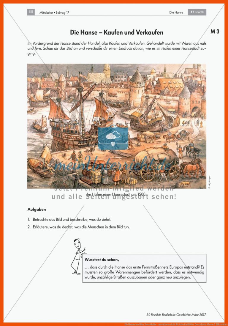 Die Hanse und ihre Geschichte - meinUnterricht für arbeitsblätter geschichte klasse 7 mittelalter