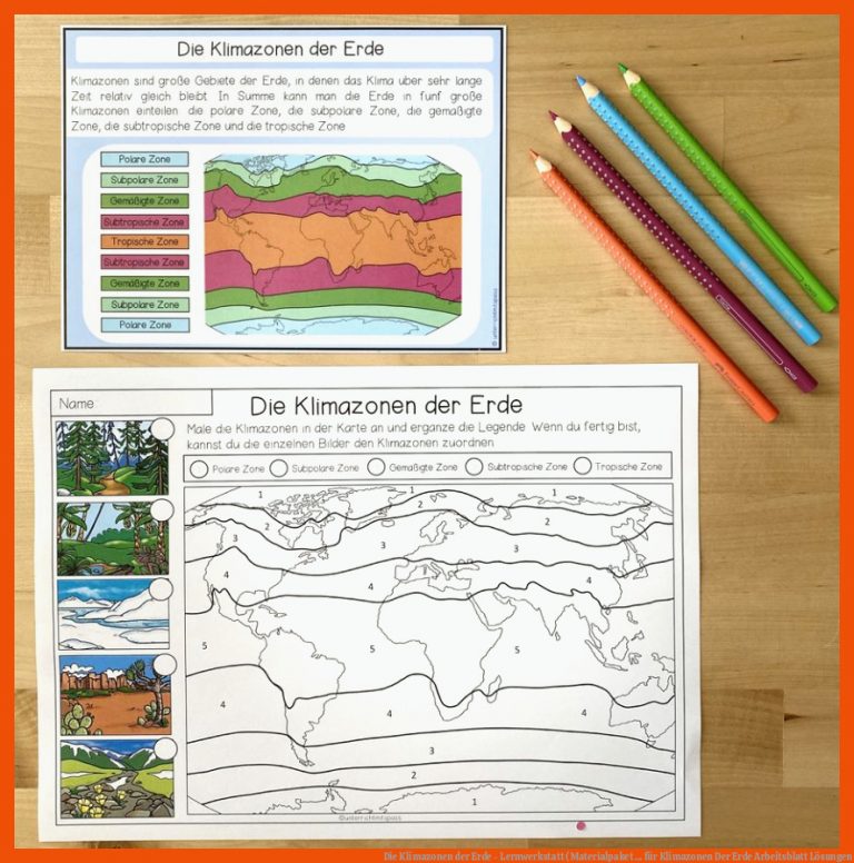 Die Klimazonen Der Erde - Lernwerkstatt (materialpaket ... Fuer Klimazonen Der Erde Arbeitsblatt Lösungen