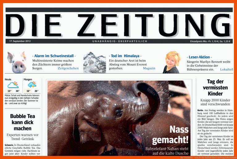 Die Titelseite - Waz.de Fuer Aufbau Einer Zeitung Arbeitsblatt