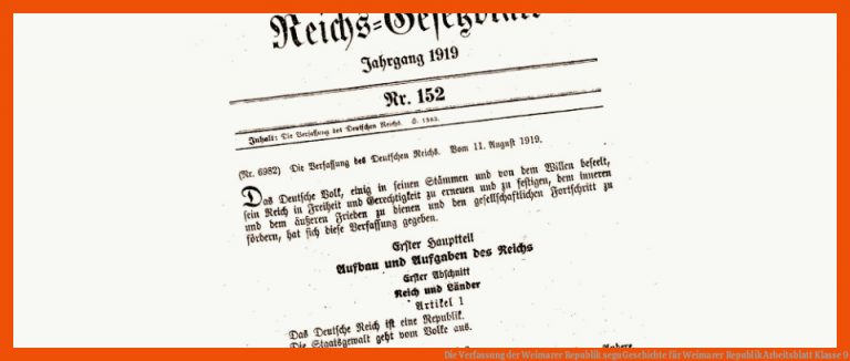 Die Verfassung Der Weimarer Republik Segu Geschichte Fuer Weimarer Republik Arbeitsblatt Klasse 9