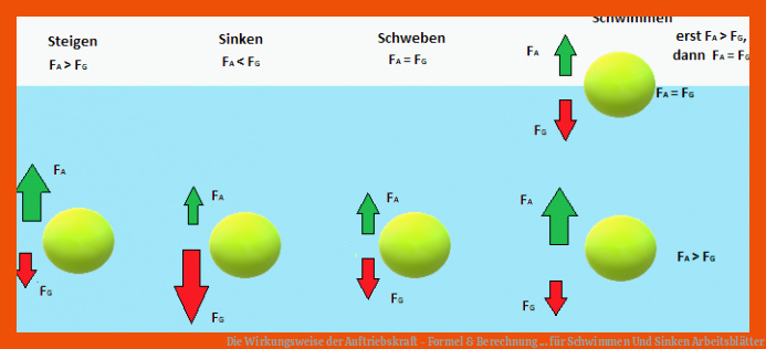 Die Wirkungsweise der Auftriebskraft - Formel & Berechnung ... für schwimmen und sinken arbeitsblätter
