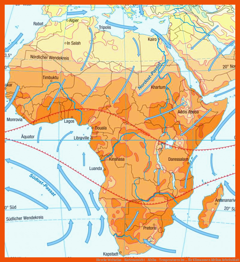 Diercke Weltatlas - Kartenansicht - Afrika - Temperaturen im ... für klimazonen afrikas arbeitsblatt