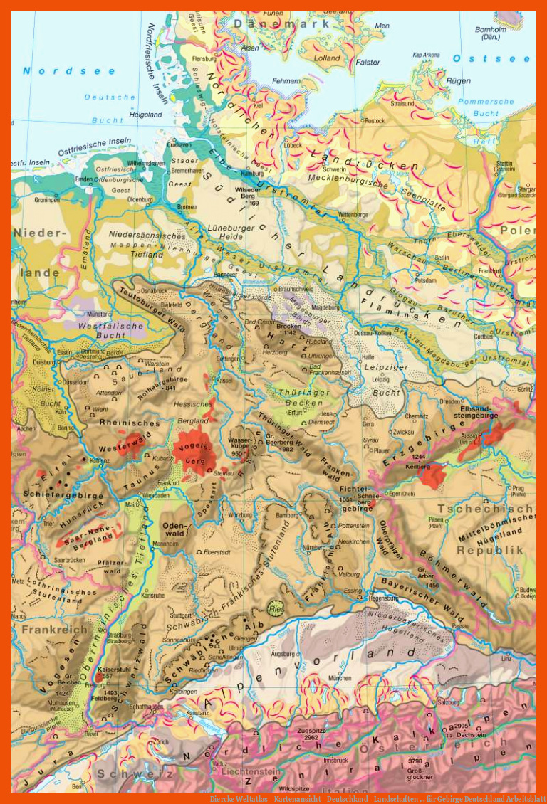 Diercke Weltatlas - Kartenansicht - Deutschland - Landschaften ... für gebirge deutschland arbeitsblatt