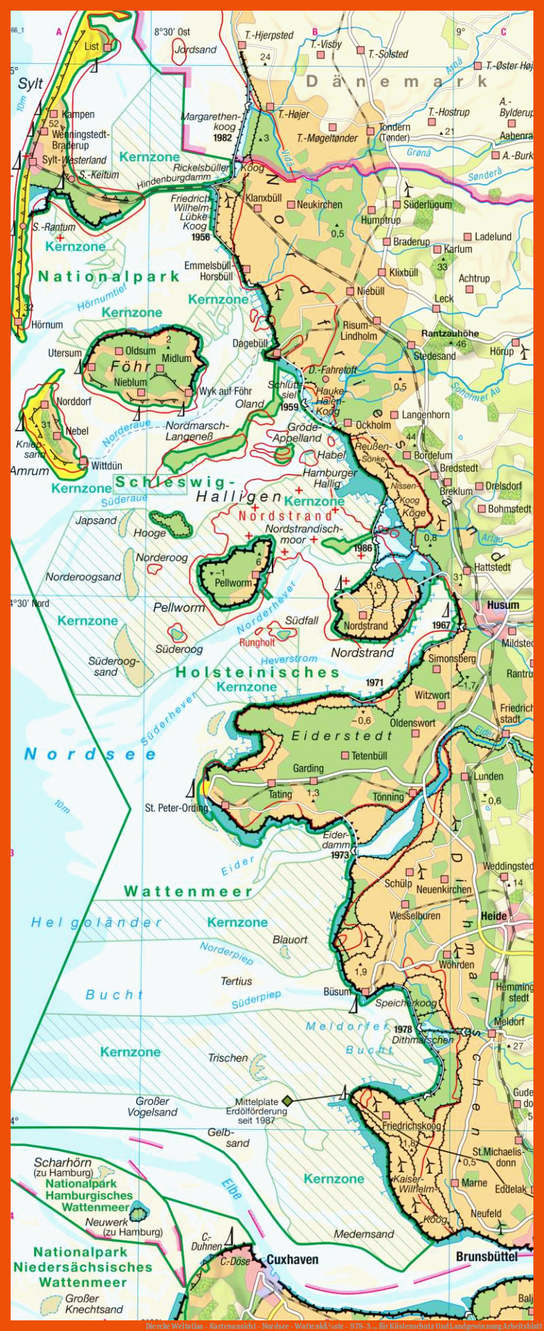 Diercke Weltatlas - Kartenansicht - Nordsee - WattenkÃ¼ste - 978-3 ... für küstenschutz und landgewinnung arbeitsblatt