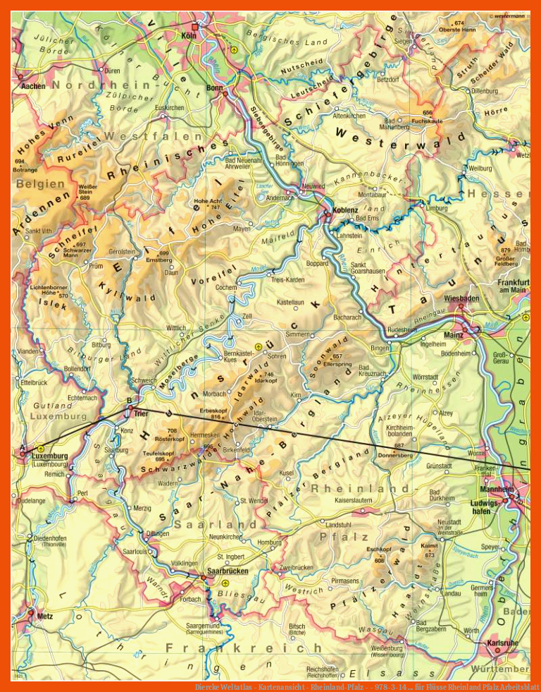 Diercke Weltatlas - Kartenansicht - Rheinland-Pfalz - - 978-3-14 ... für flüsse rheinland pfalz + arbeitsblatt
