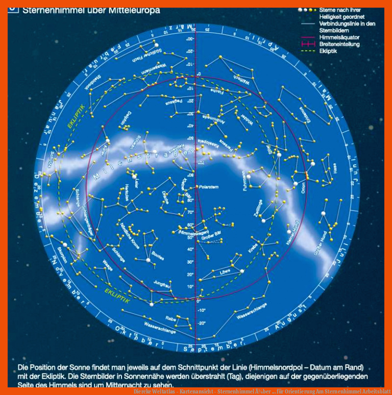 Diercke Weltatlas - Kartenansicht - Sternenhimmel Ã¼ber ... für orientierung am sternenhimmel arbeitsblatt