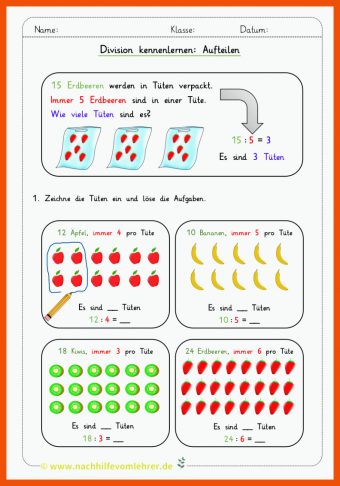 6 Einführung Division Klasse 2 Arbeitsblätter
