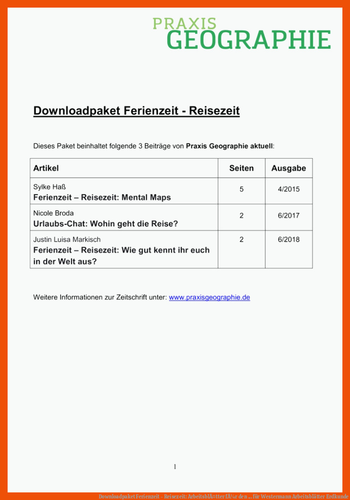 Downloadpaket Ferienzeit - Reisezeit: ArbeitsblÃ¤tter fÃ¼r den ... für westermann arbeitsblätter erdkunde