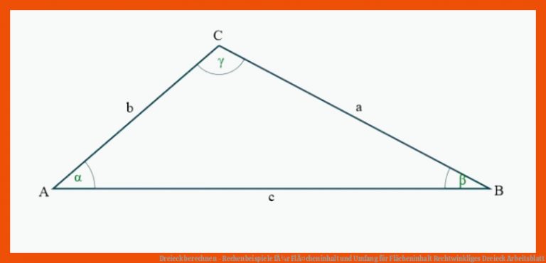 Dreieck Berechnen - Rechenbeispiele FÃ¼r FlÃ¤cheninhalt Und Umfang Fuer Flächeninhalt Rechtwinkliges Dreieck Arbeitsblatt