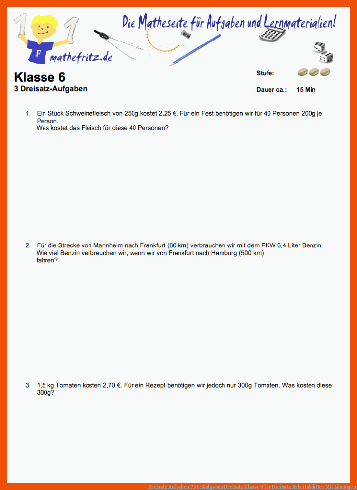 Dreisatz Aufgaben PDF: Aufgaben Dreisatz Klasse 6 für dreisatz arbeitsblätter mit lösungen