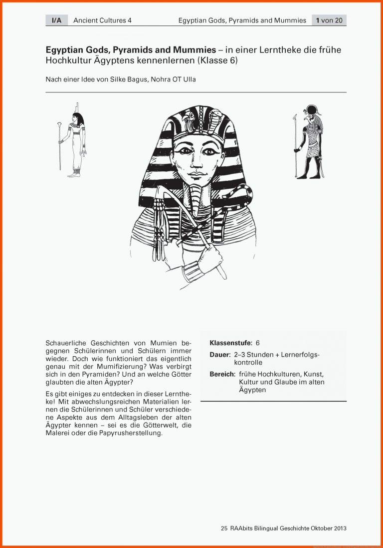 Egyptian Gods, Pyramids and Mummies - Geschichte bilingual für arbeitsblätter ägypten klasse 5