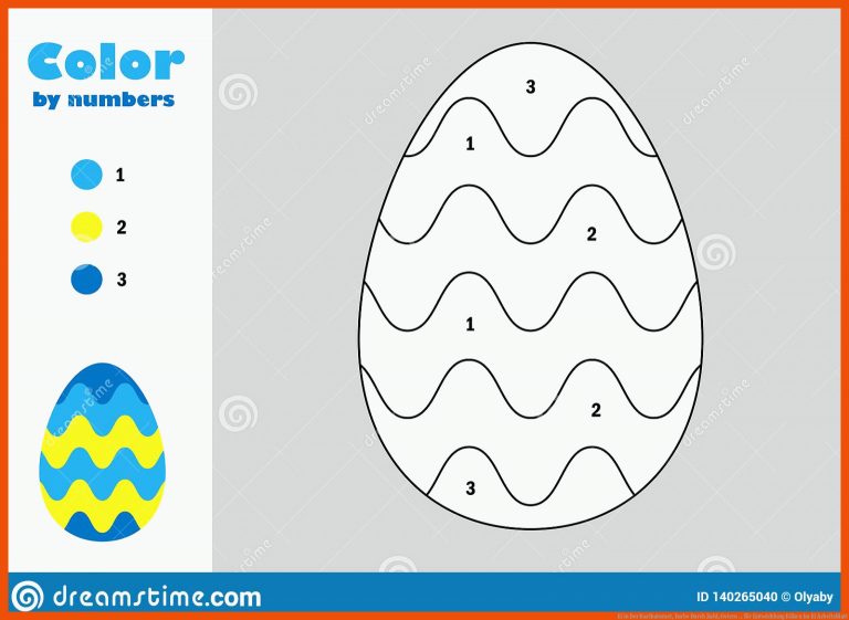 Ei in Der Karikaturart, Farbe Durch Zahl, Ostern ... für entwicklung küken im ei arbeitsblatt