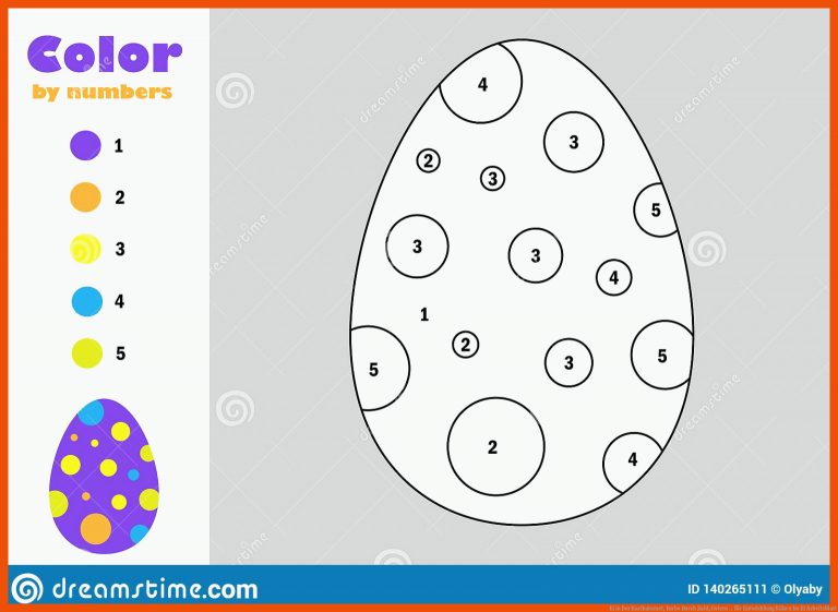 Ei in Der Karikaturart, Farbe Durch Zahl, Ostern ... für entwicklung küken im ei arbeitsblatt