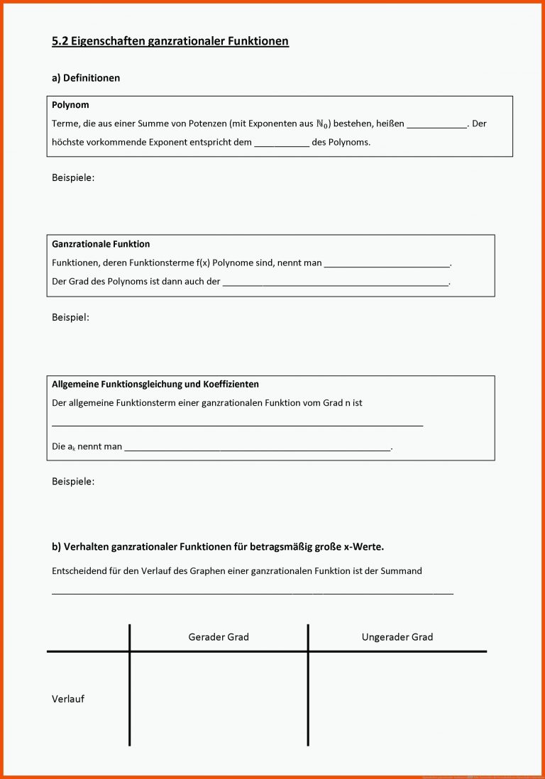 Eigenschaften ganzrationaler Funktionen â ZUM-Unterrichten für potenzfunktionen eigenschaften arbeitsblatt