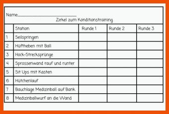 24 Zirkeltraining Arbeitsblätter