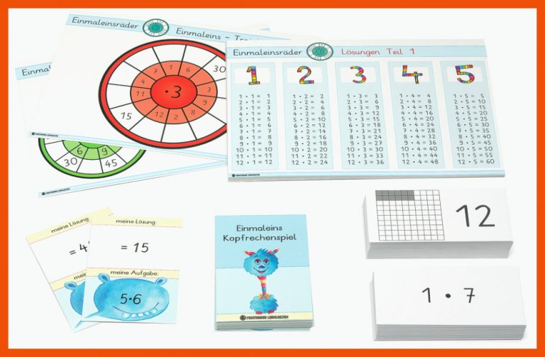 Einmaleins Werkstatt: 1x1 LernkÃ¤rtchen, Kopfrechenspiel und EinmaleinsrÃ¤der | Montessori Lernwelten - Der Shop fÃ¼r Montessori Material für einmaleins montessori arbeitsblätter