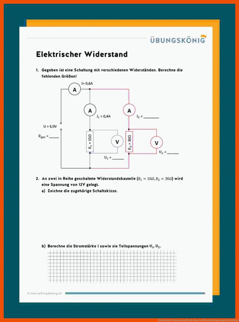 Elektrischer Widerstand für reihen und parallelschaltung arbeitsblatt