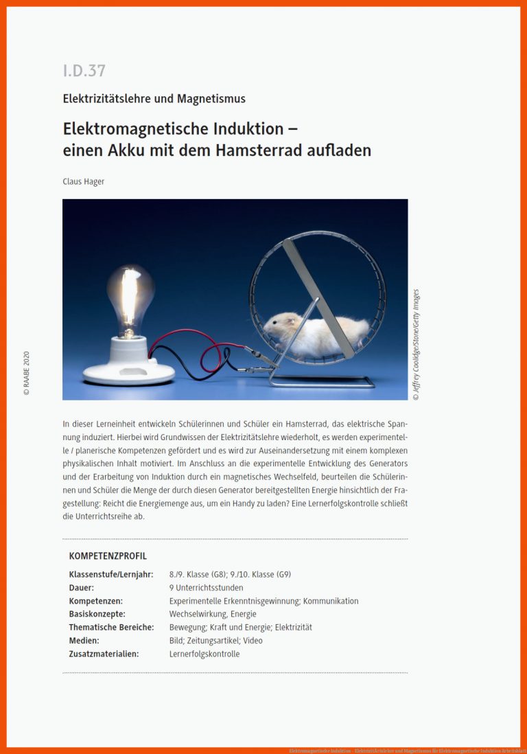 Elektromagnetische Induktion - ElektrizitÃ¤tslehre Und Magnetismus Fuer Elektromagnetische Induktion Arbeitsblatt