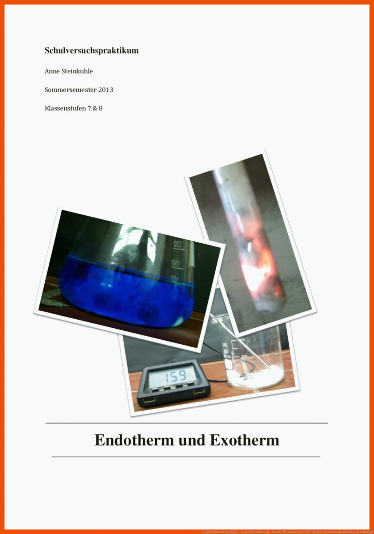Endotherm und Exotherm - Unterrichtsmaterial - Docsity für exotherme und endotherme chemische reaktion arbeitsblatt