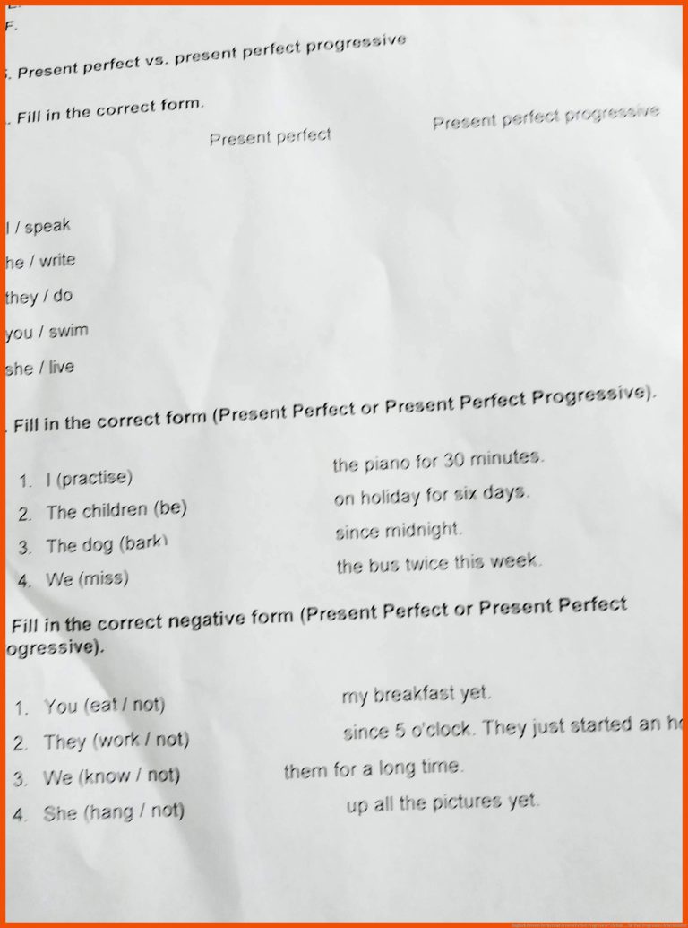 Englisch Present Perfect Und Present Perfect Progressive? (schule ... Fuer Past Progressive Arbeitsblätter