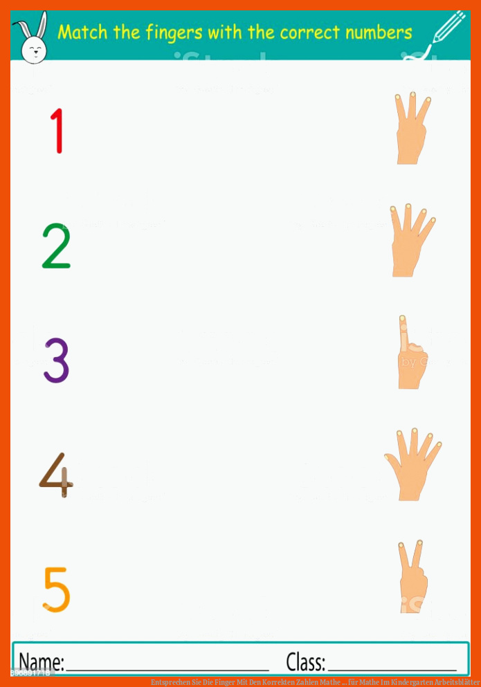 Entsprechen Sie Die Finger Mit Den Korrekten Zahlen Mathe ... für mathe im kindergarten arbeitsblätter