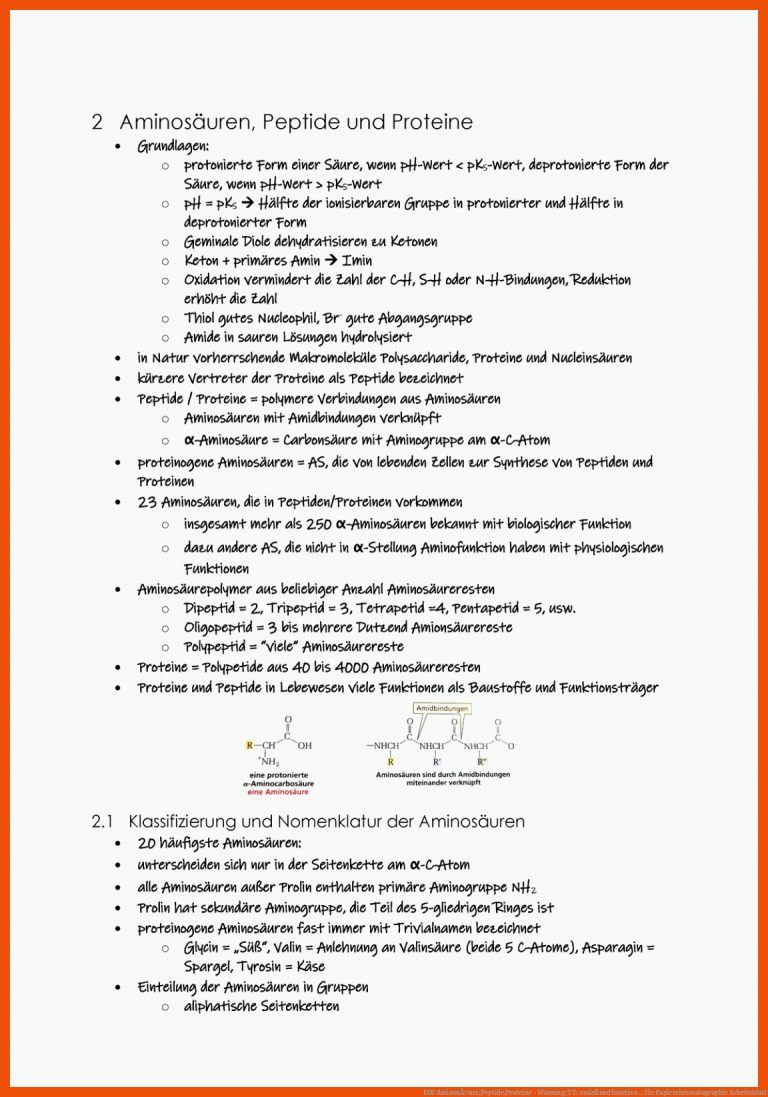 EOC AminosÃ¤ure,Peptide,Proteine - Warning: TT: undefined function ... für papierchromatographie arbeitsblatt