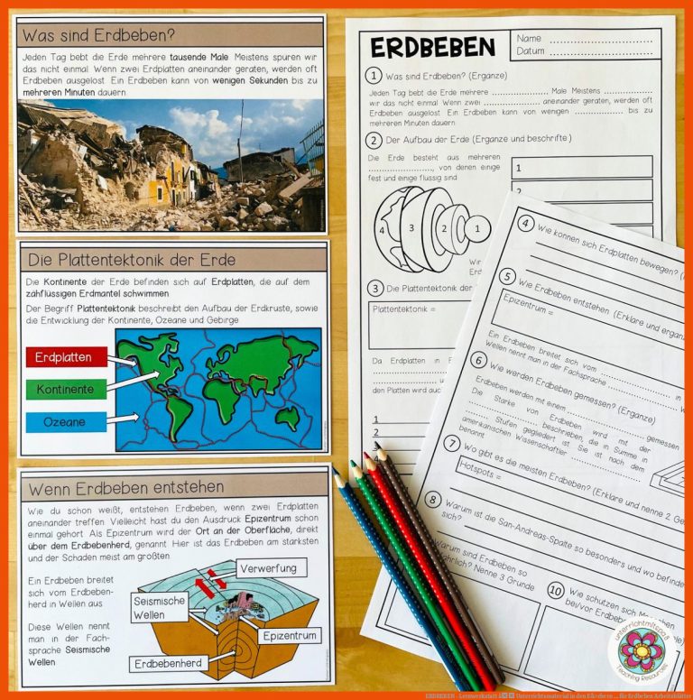 ERDBEBEN - Lernwerkstatt â Unterrichtsmaterial in den FÃ¤chern ... für erdbeben arbeitsblätter