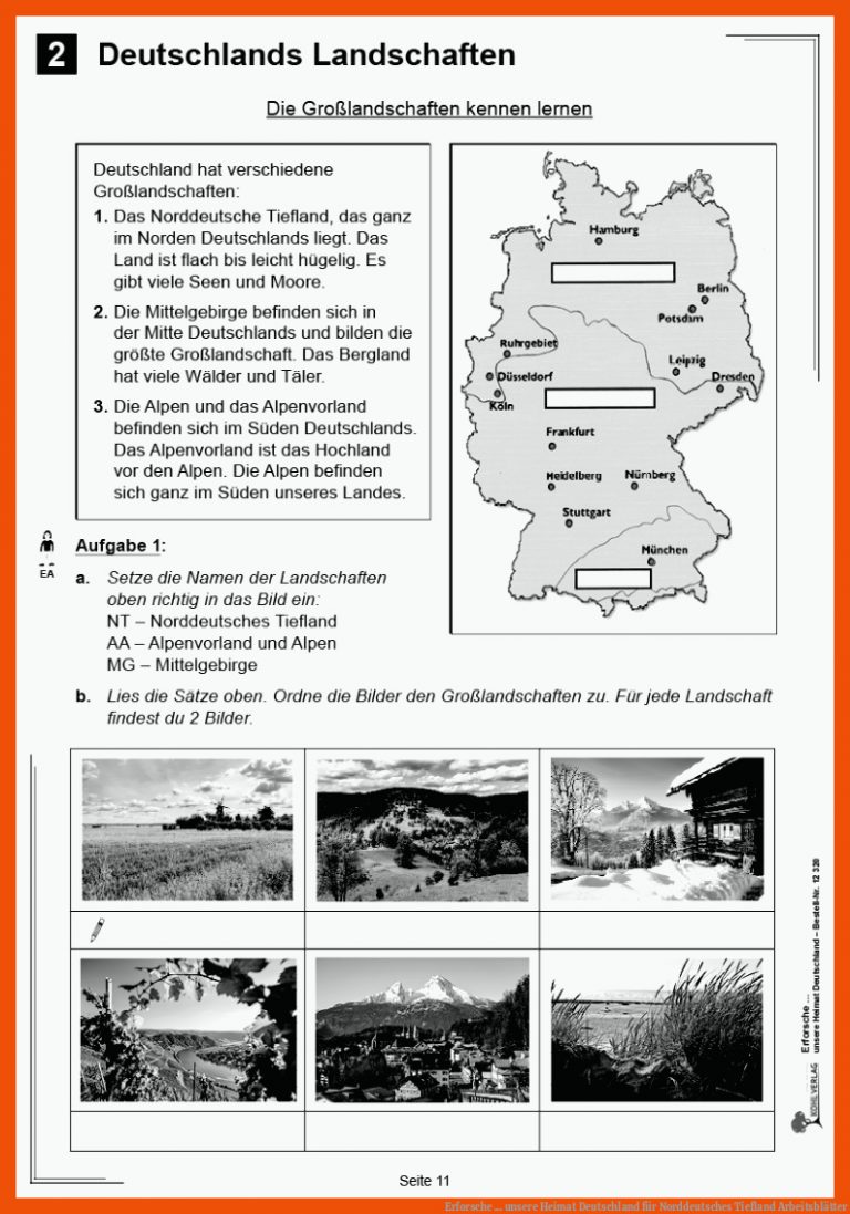 Erforsche ... unsere Heimat Deutschland für norddeutsches tiefland arbeitsblätter