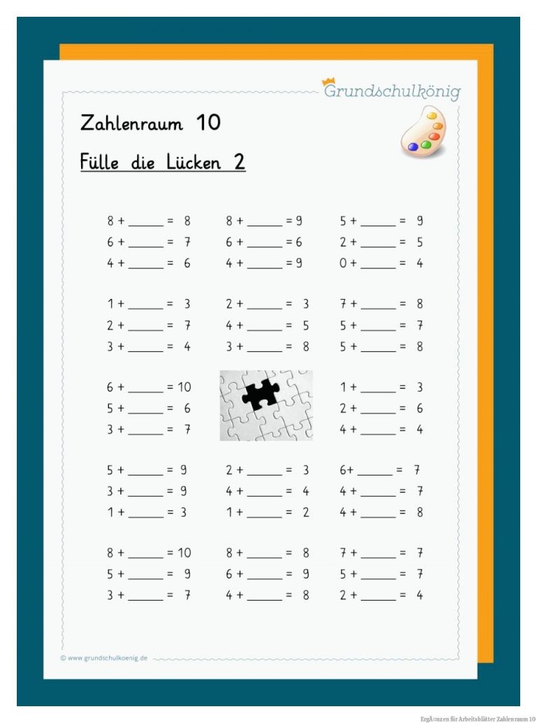 Arbeitsbl tter Zahlenraum 10 Mathe Arbeitsbl tter