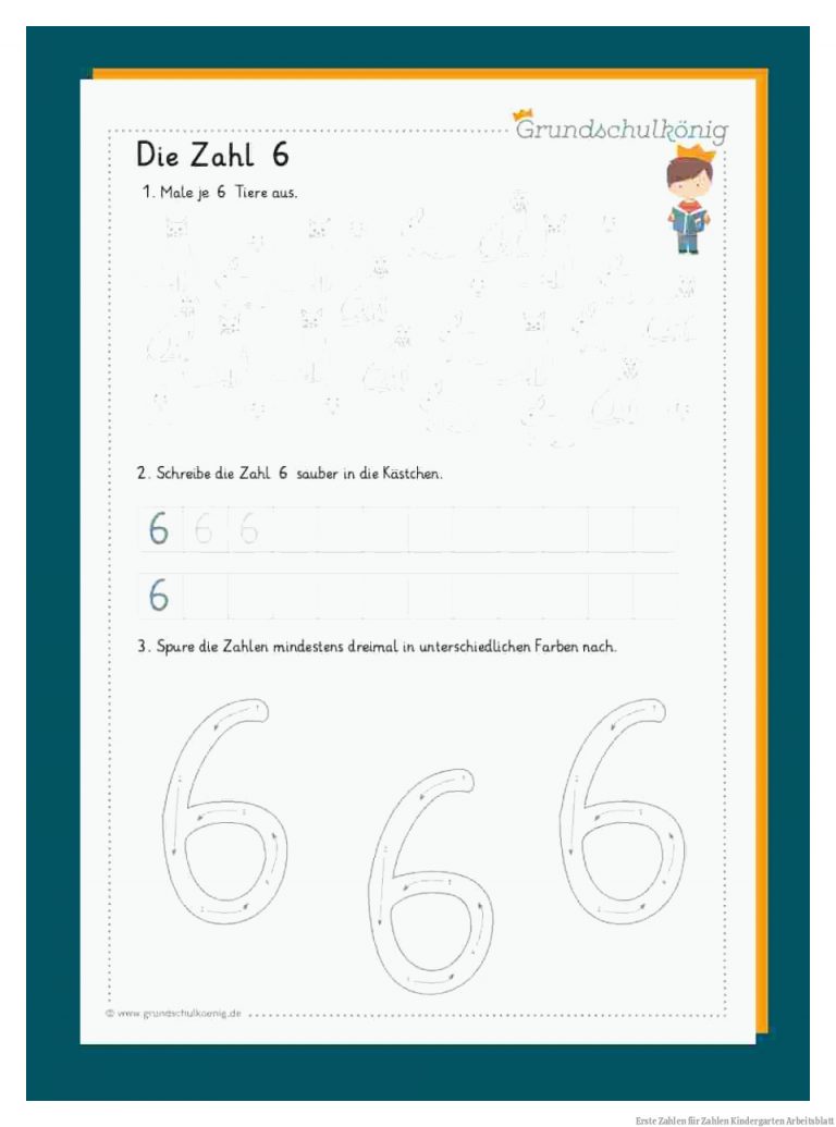 Erste Zahlen für Zahlen Kindergarten Arbeitsblatt