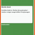 ErzÃ¤hltechnik In 'berlin Alexanderplatz' - Analyse Einiger ... Fuer Erzählperspektive Arbeitsblatt Pdf