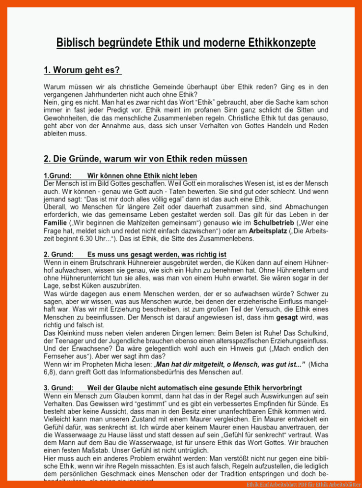 Ethik Einf Arbeitsblatt | PDF für ethik arbeitsblätter