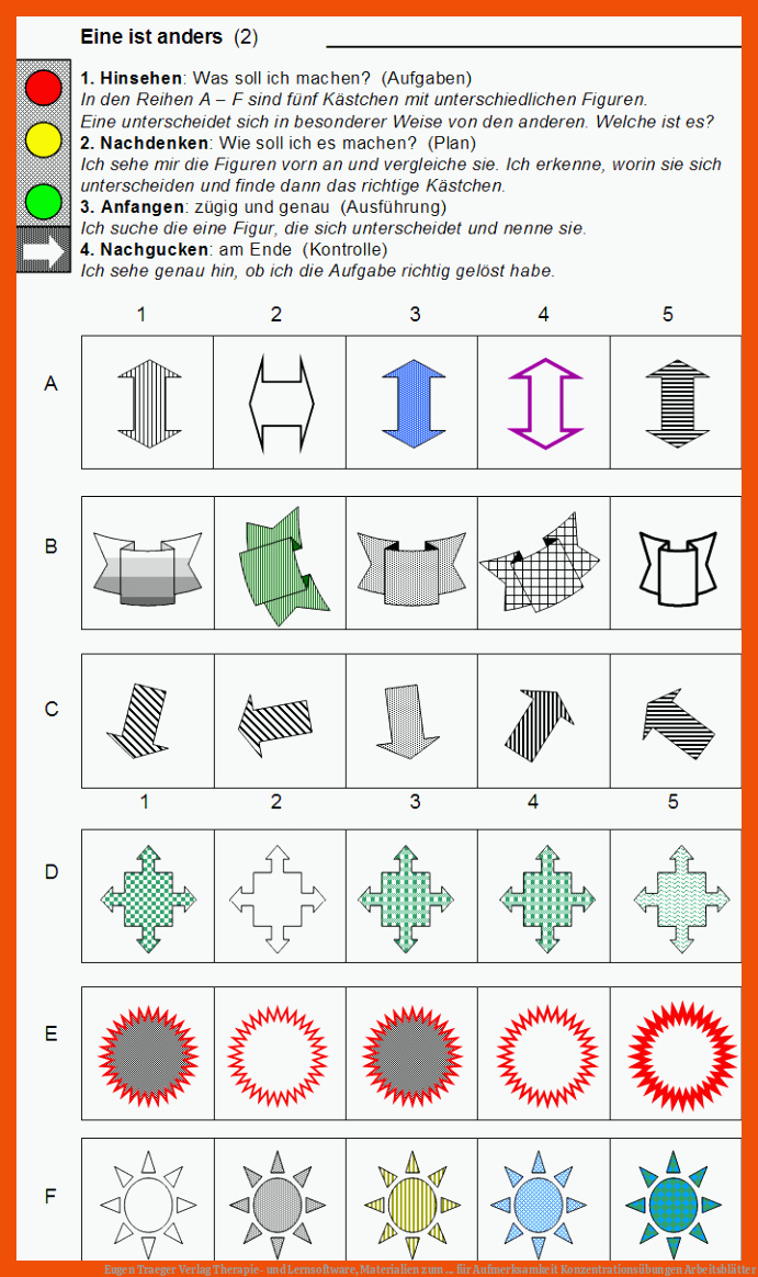 Eugen Traeger Verlag Therapie- und Lernsoftware, Materialien zum ... für aufmerksamkeit konzentrationsübungen arbeitsblätter