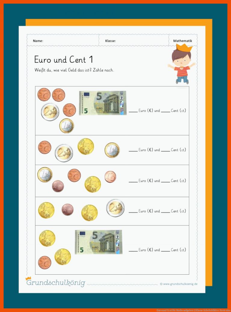 Euro und Cent für matheaufgaben 2 klasse arbeitsblätter kostenlos