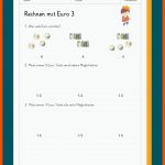 Euro Und Cent Fuer Rechnen Mit Geld 1 Klasse Arbeitsblätter