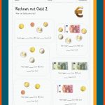 Euro Und Cent Fuer Rechnen Mit Geld 1 Klasse Arbeitsblätter