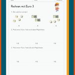 Euro Und Cent Fuer Rechnen Mit Geld 1. Klasse Arbeitsblätter Kostenlos