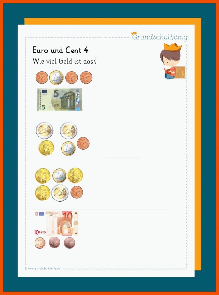 Euro und Cent für umgang mit geld unterricht arbeitsblätter