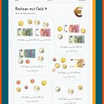 Euro Und Cent Fuer Wechselgeld Berechnen Arbeitsblatt