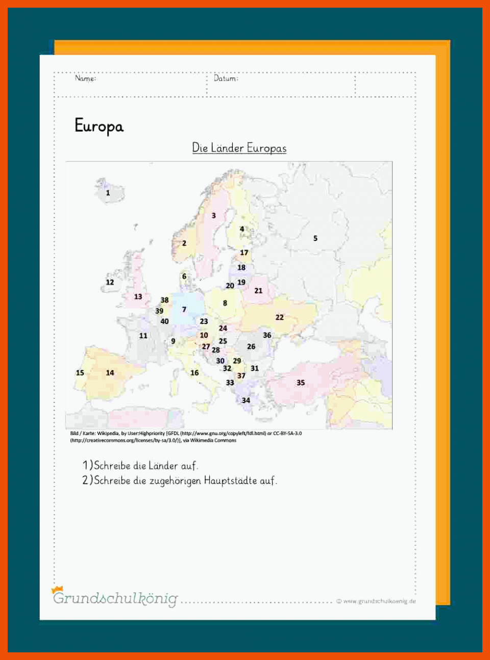 Europa Im überblick Arbeitsblatt Lösungen - Allgemeine Arbeitsblätter