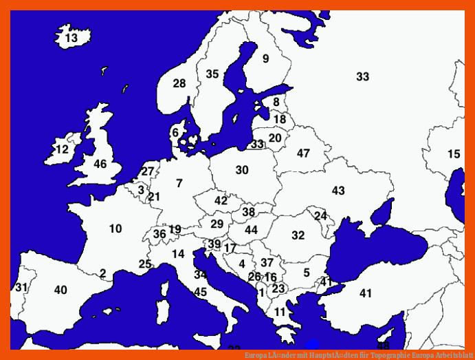 Europa LÃ¤nder mit HauptstÃ¤dten für topographie europa arbeitsblatt