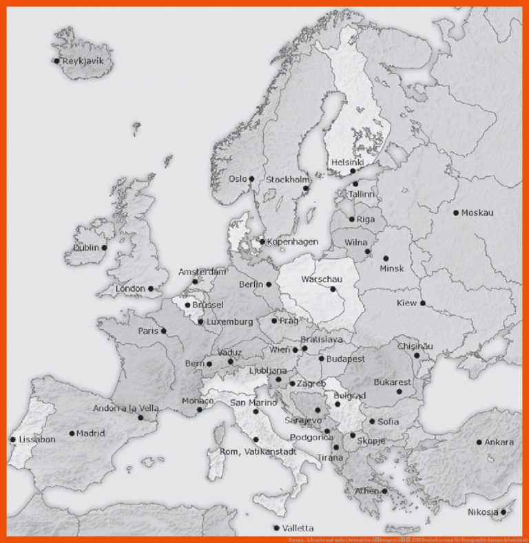 Europa - LÃ¤nder und mehr (Interaktive Ãbungen) â ZUM Deutsch Lernen für topographie europa arbeitsblatt